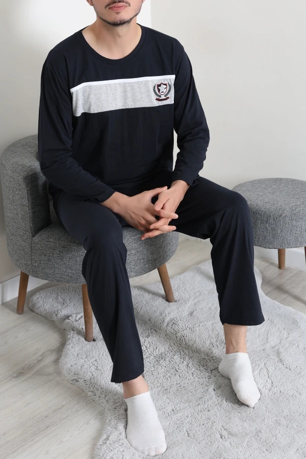 Süprem Baskılı Erkek Pijama Takımı Lacivert 3