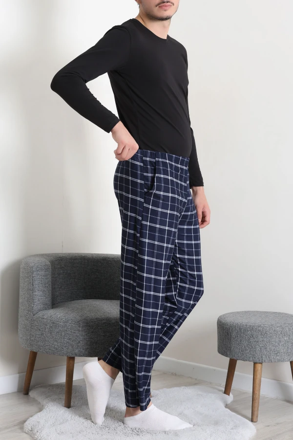 Süet Cepli Erkek Pijama Alt Lacivert 5