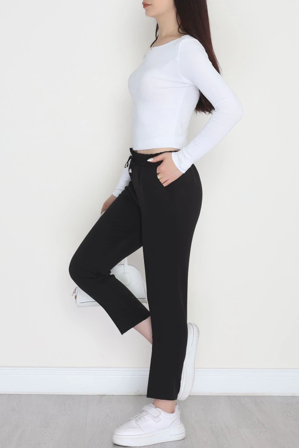 Dabıl Bağcıklı Pantolon Siyah 4