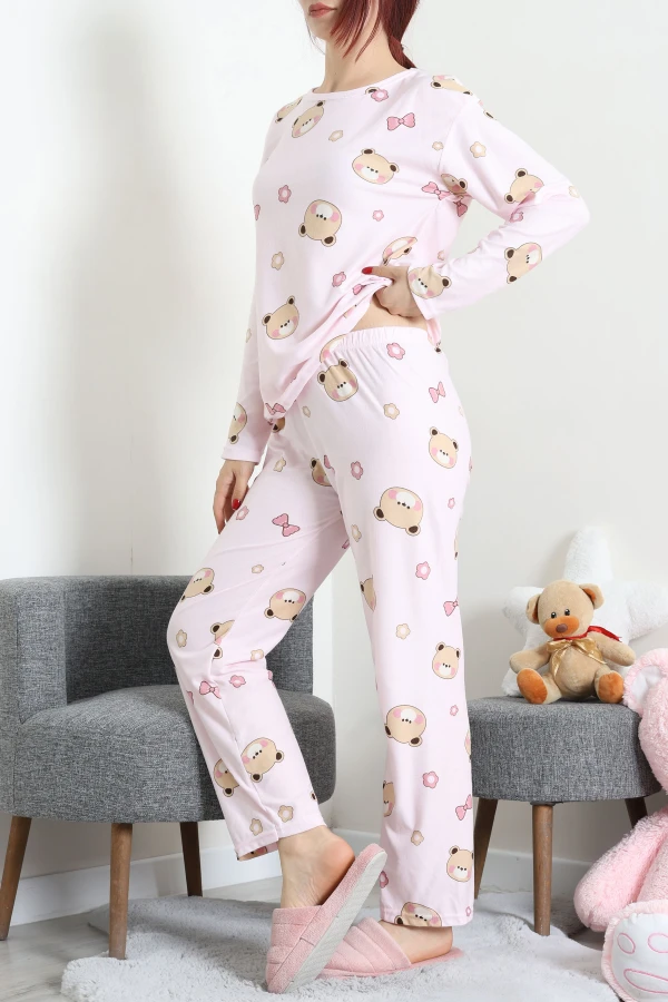 Süet Alt Üst Aynı Pijama Takımı Pembe 3