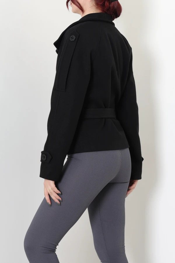 Dik Yaka Zra Model Astarlı Kaşe Kaban Siyah 7