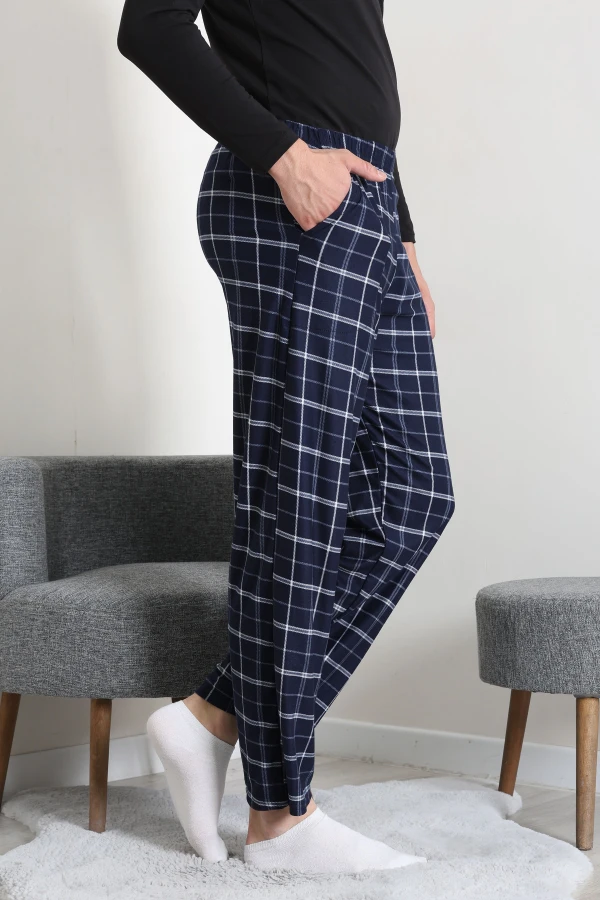 Süet Cepli Erkek Pijama Alt Lacivert