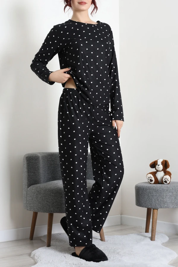 Süet Alt Üst Aynı Pijama Takımı Siyah 2