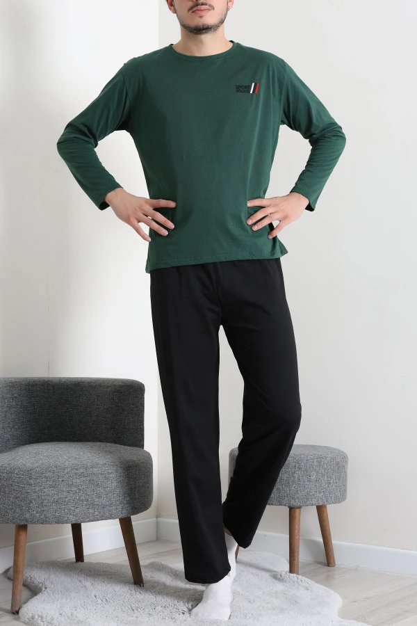 Süprem Nakışlı Erkek Pijama Takımı Zümrüt 3