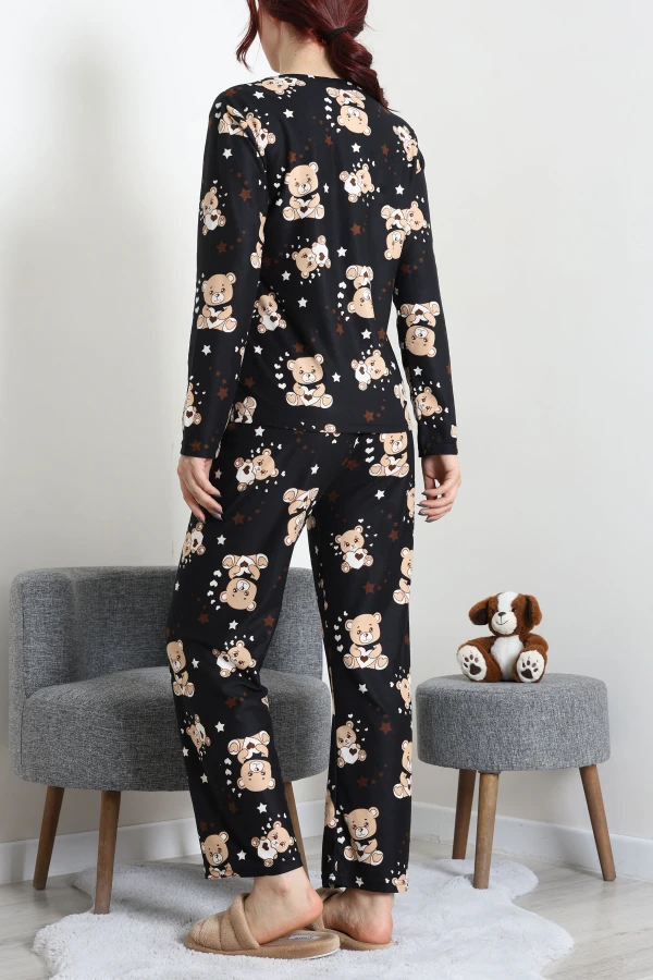 Süet Alt Üst Aynı Pijama Takımı Siyahayı 5