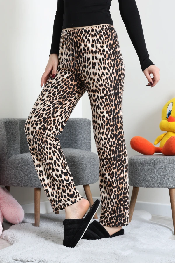 Desenli Süet Pijama Altı Leopar 6
