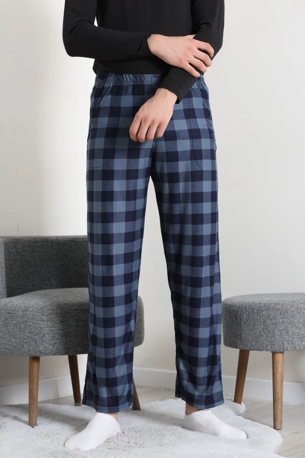 Süet Cepli Erkek Pijama Alt Açıkmavi 5