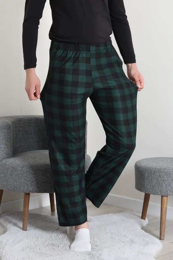 Süet Cepli Erkek Pijama Alt Zümrüt 3