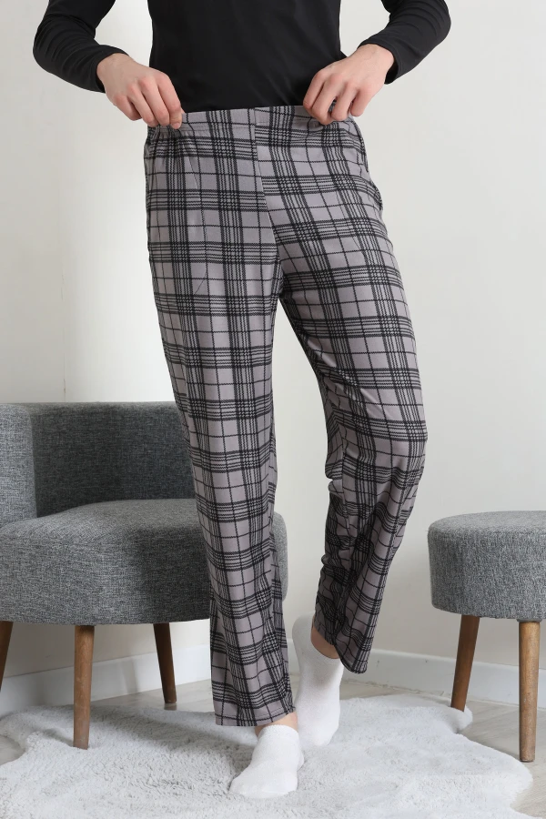 Süet Cepli Erkek Pijama Alt Gri 2