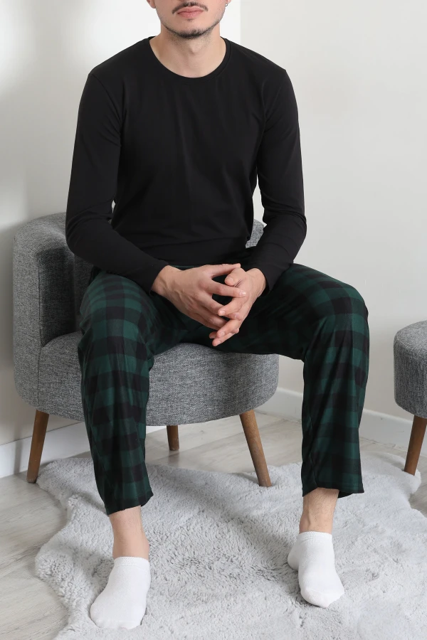 Süet Cepli Erkek Pijama Alt Zümrüt 4