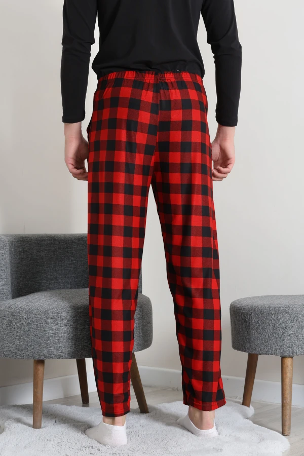 Süet Cepli Erkek Pijama Alt Kırmızı 7