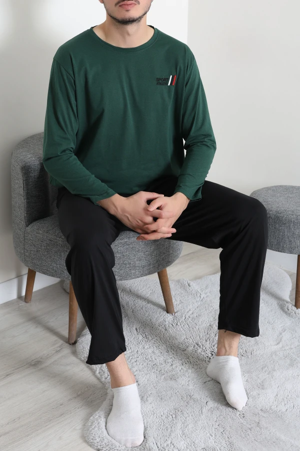 Süprem Nakışlı Erkek Pijama Takımı Zümrüt 4