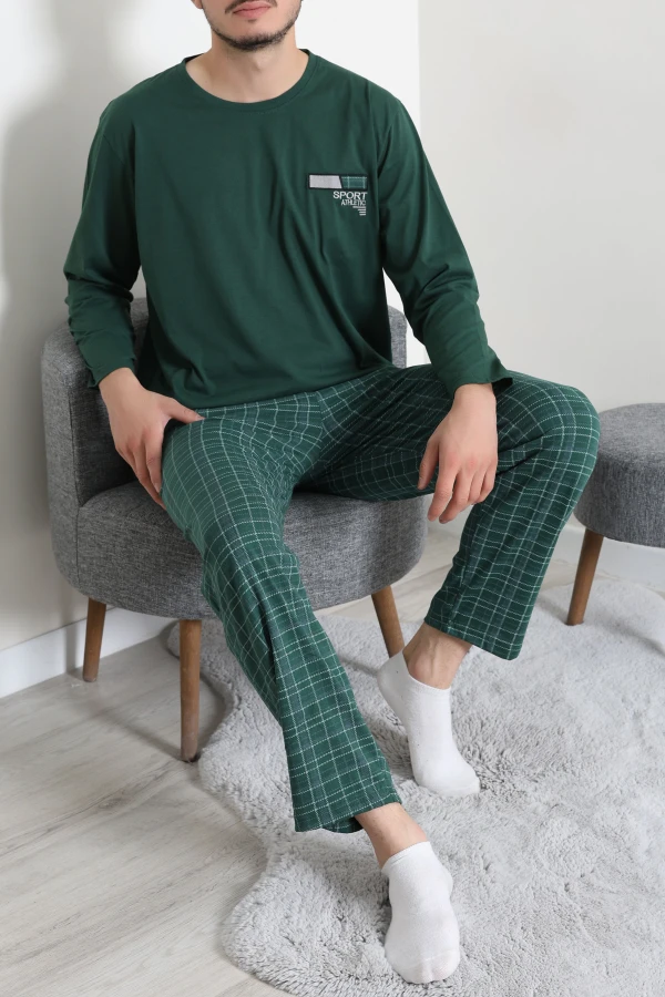 Süprem Ekose Erkek Pijama Takımı Zümrüt 3
