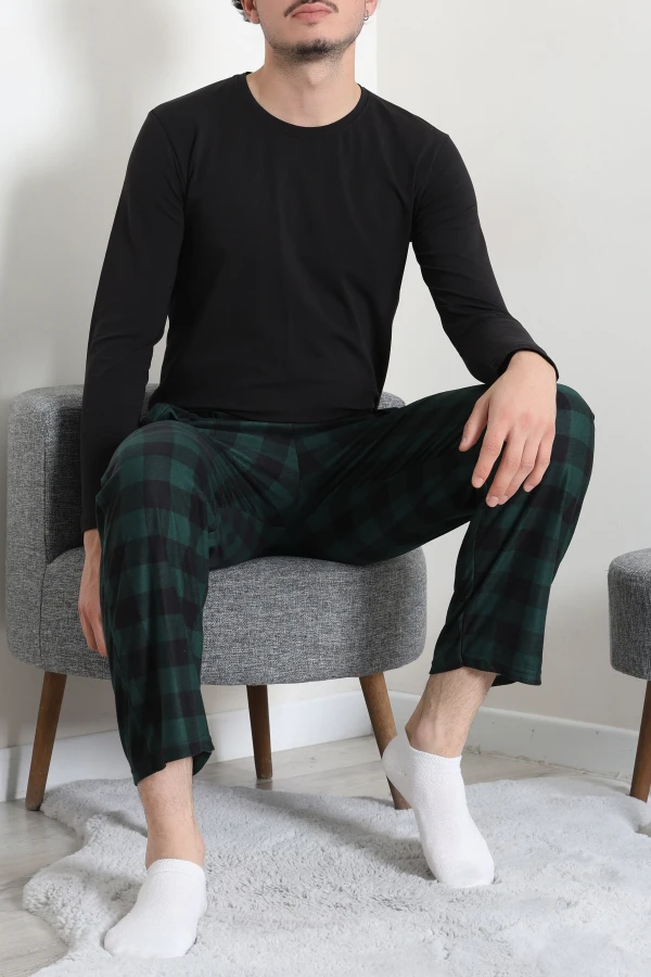 Süet Cepli Erkek Pijama Alt Zümrüt 6