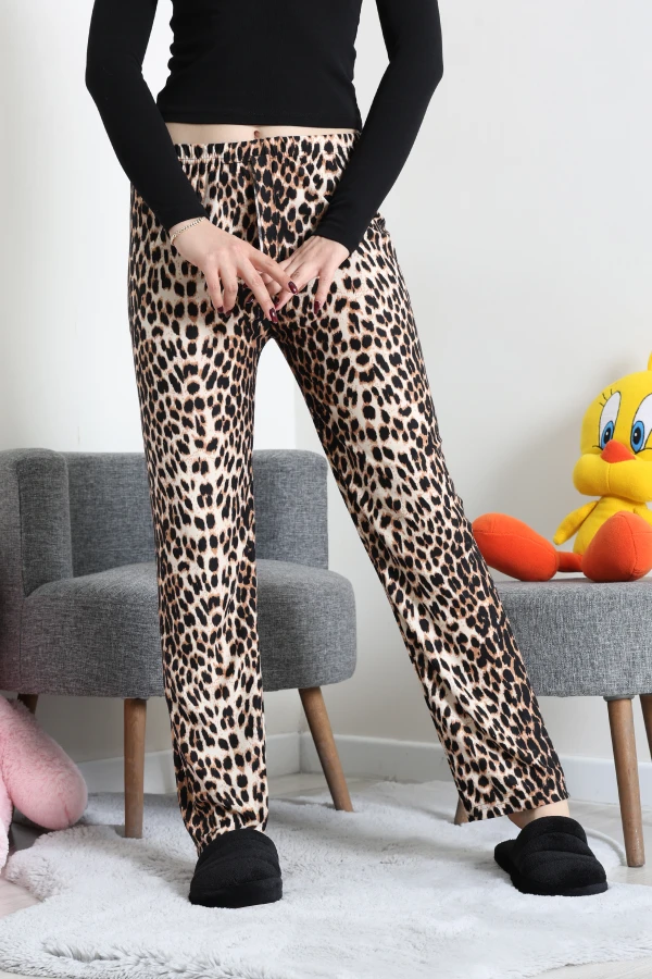 Desenli Süet Pijama Altı Leopar 4