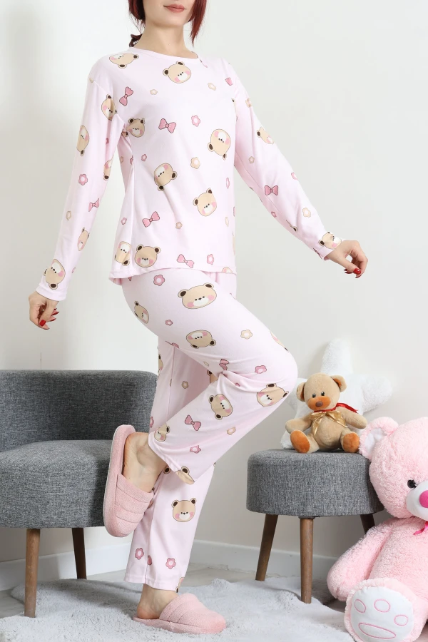Süet Alt Üst Aynı Pijama Takımı Pembe 5