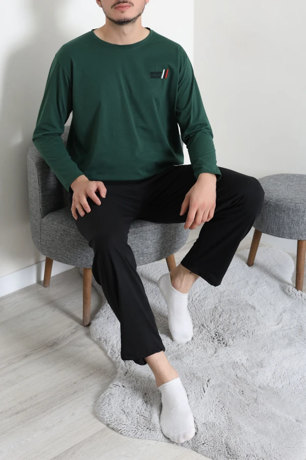 Süprem Nakışlı Erkek Pijama Takımı Zümrüt 2