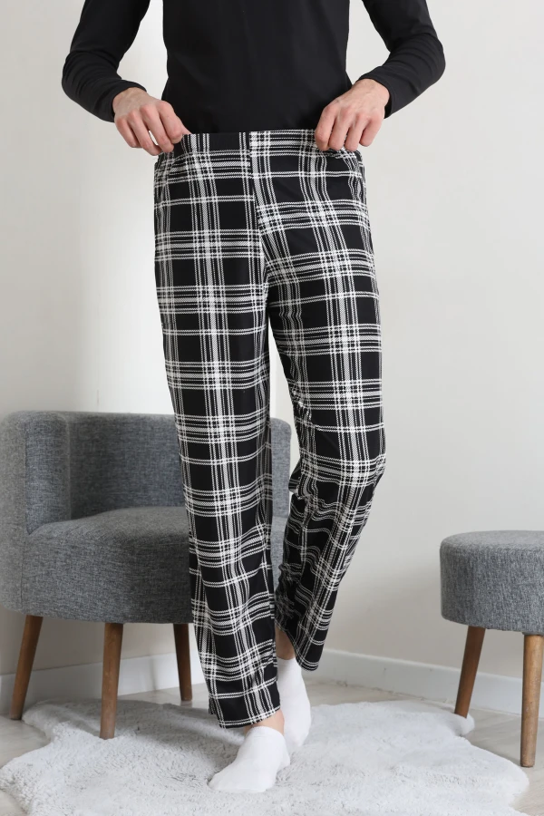Süet Cepli Erkek Pijama Alt Siyah 2
