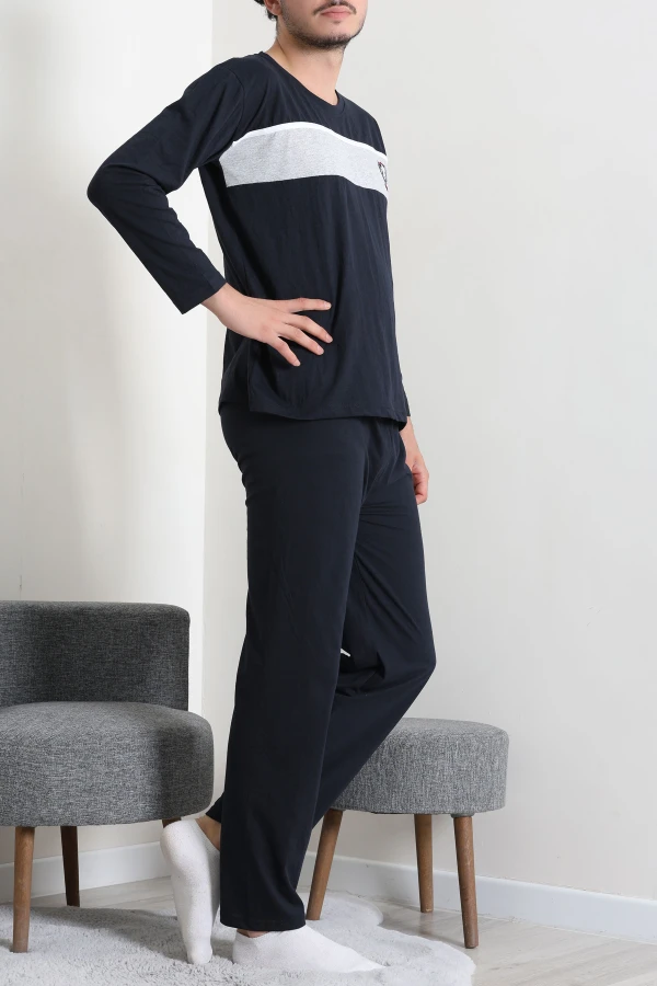 Süprem Baskılı Erkek Pijama Takımı Lacivert 6
