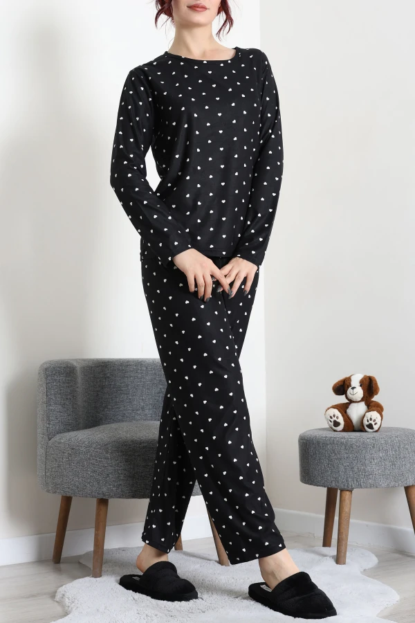 Süet Alt Üst Aynı Pijama Takımı Siyah 4