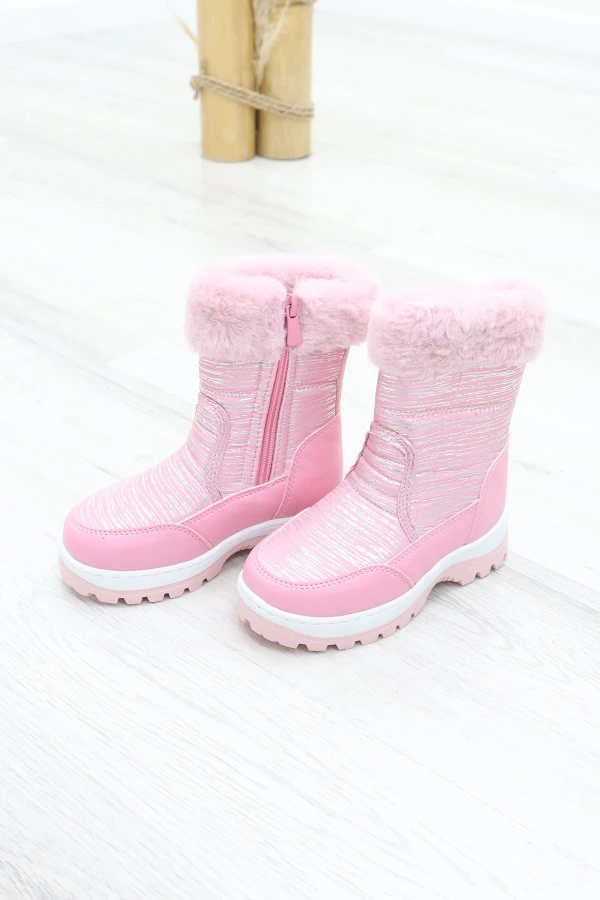 İçi Kürklü Çocuk Kar Botu Pembe 7