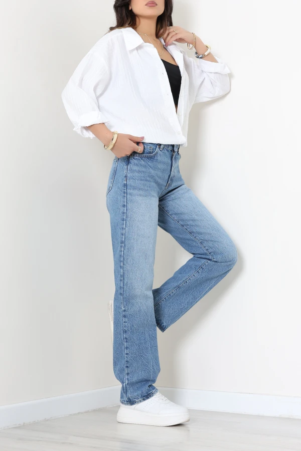 Straight Kot Pantolon Mavi 6
