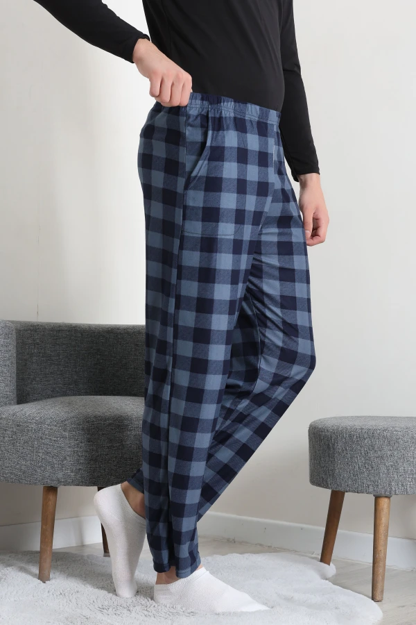 Süet Cepli Erkek Pijama Alt Açıkmavi