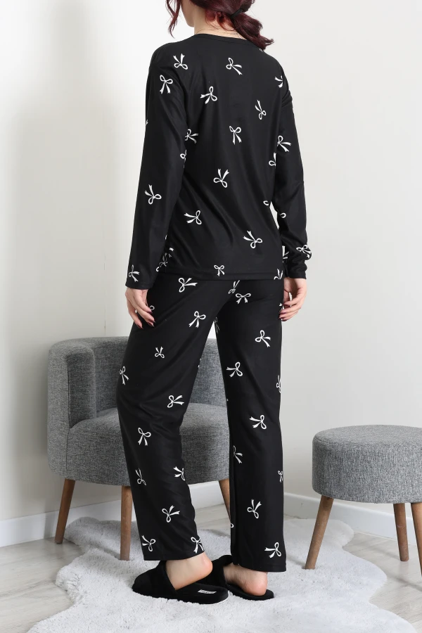 Süet Alt Üst Aynı Pijama Takımı Siyah 7