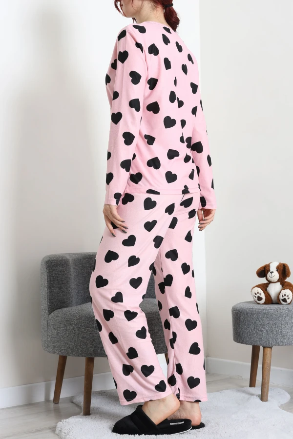 Süet Alt Üst Aynı Pijama Takımı Pudra 6