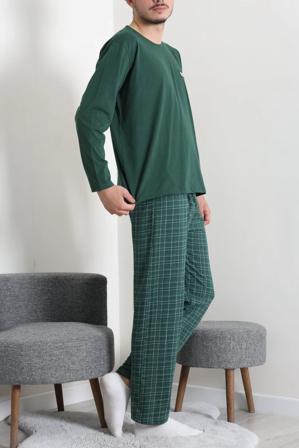 Süprem Ekose Erkek Pijama Takımı Zümrüt