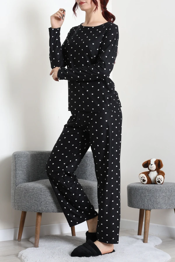 Süet Alt Üst Aynı Pijama Takımı Siyah 5