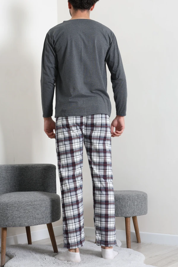 Baskılı Erkek Pijama Takımı Füme 7