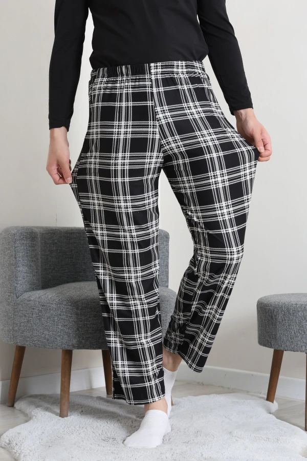 Süet Cepli Erkek Pijama Alt Siyah 4