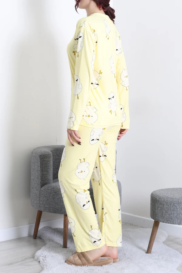 Süet Alt Üst Aynı Pijama Takımı Sarı 7
