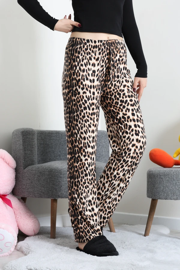 Desenli Süet Pijama Altı Leopar