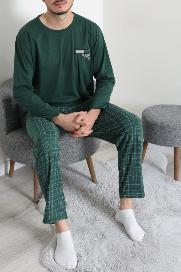 Süprem Ekose Erkek Pijama Takımı Zümrüt 5