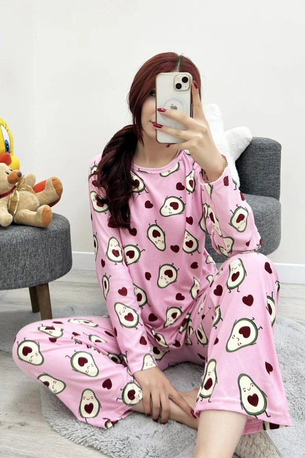 Süet Alt Üst Aynı Pijama Takımı Pembekalpli 2