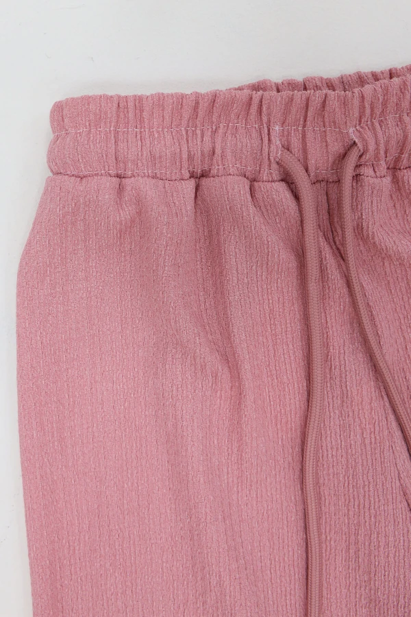 6-14 Yaş Bürümcük Kumaş Kız Çocuk Pantolon Pembe 4