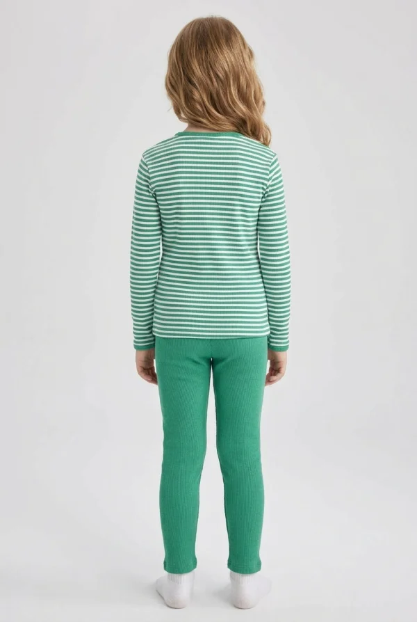 5-12 Yaş Kaşkorse Nakışlı Pijama Takımı Yeşil 3