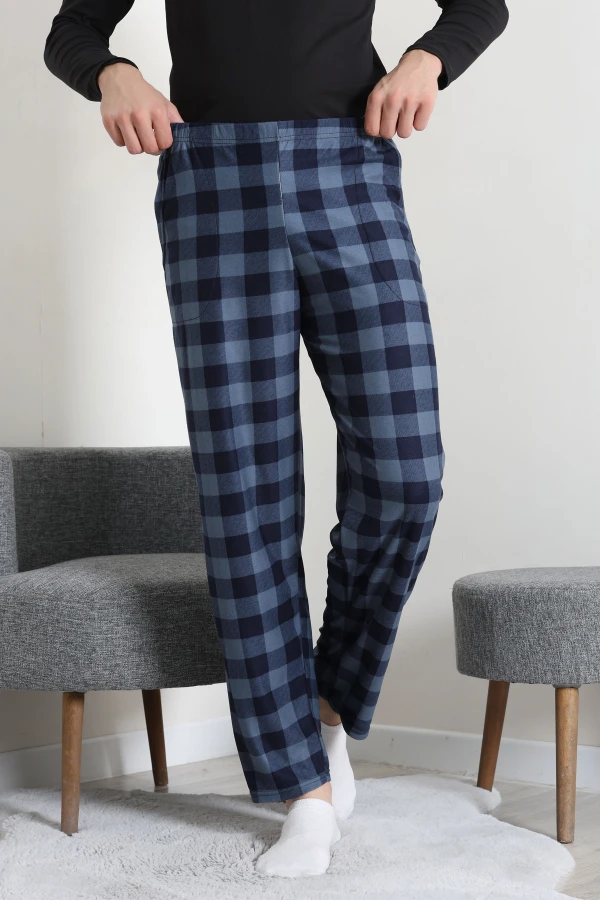Süet Cepli Erkek Pijama Alt Açıkmavi 2