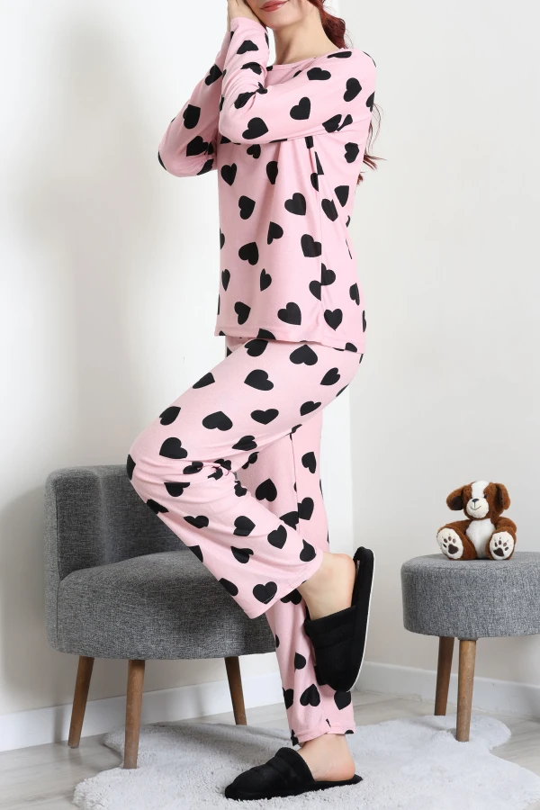 Süet Alt Üst Aynı Pijama Takımı Pudra 5