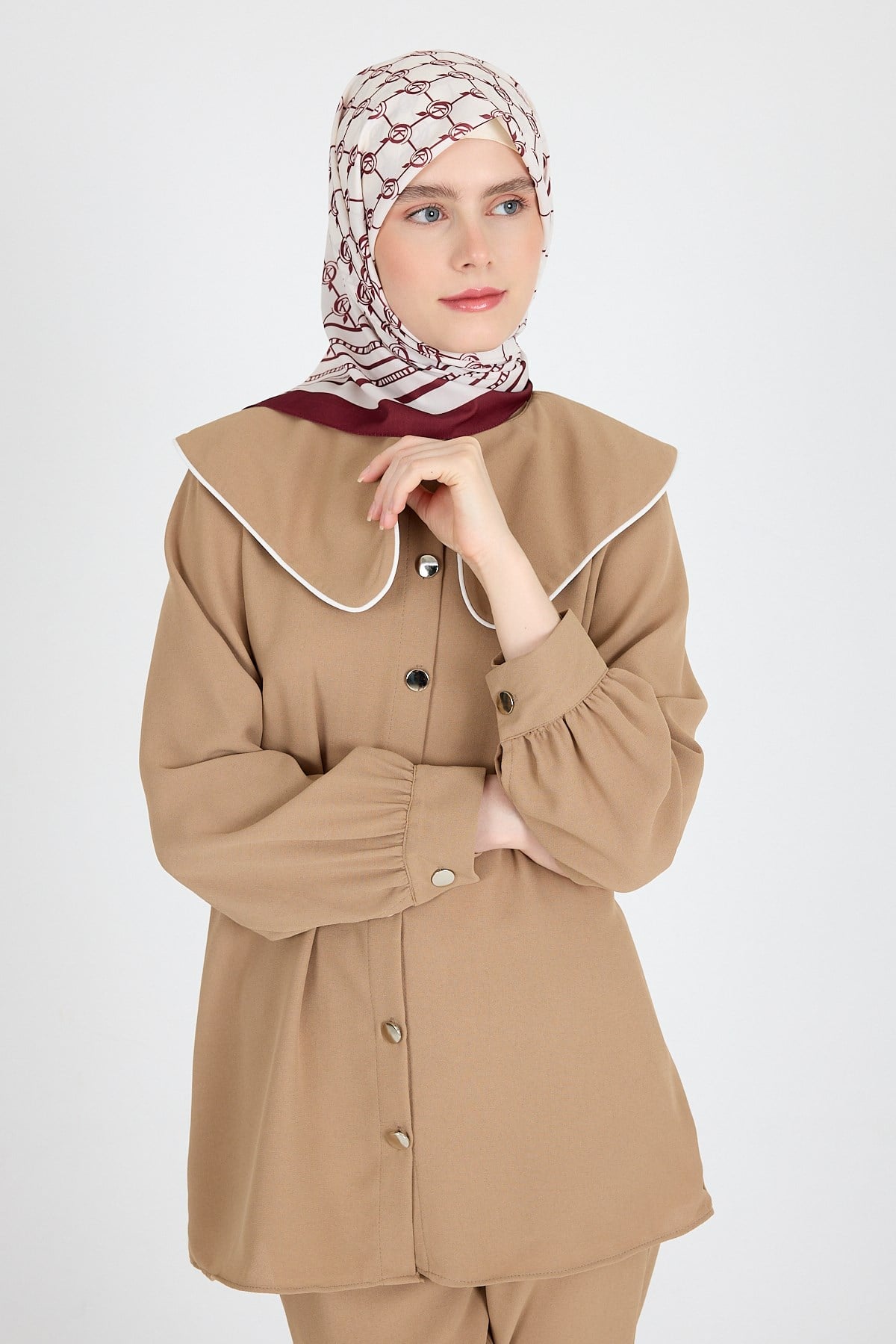 Bordo Monogram Desenli Eşarp 3015 4