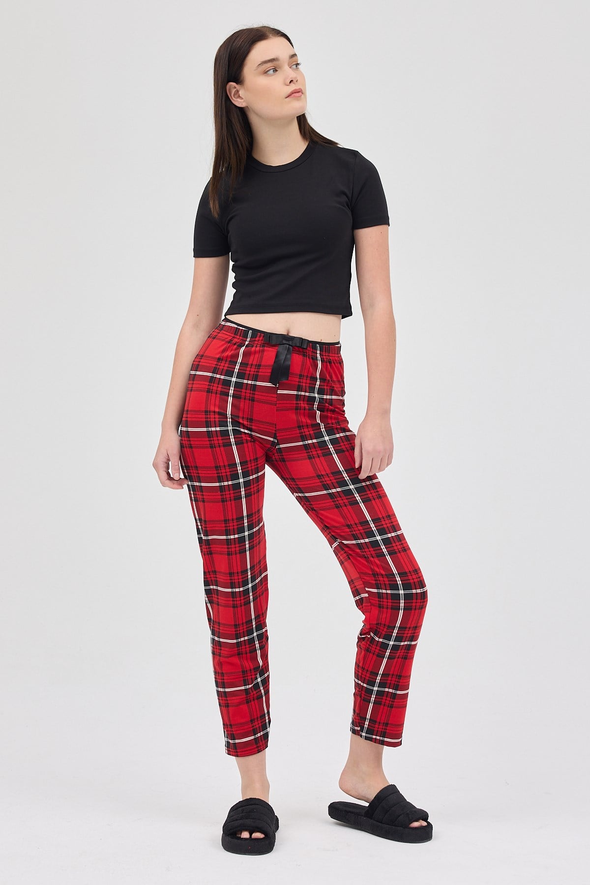 Kırmızı Desenli Kadın Pijama 4543 7