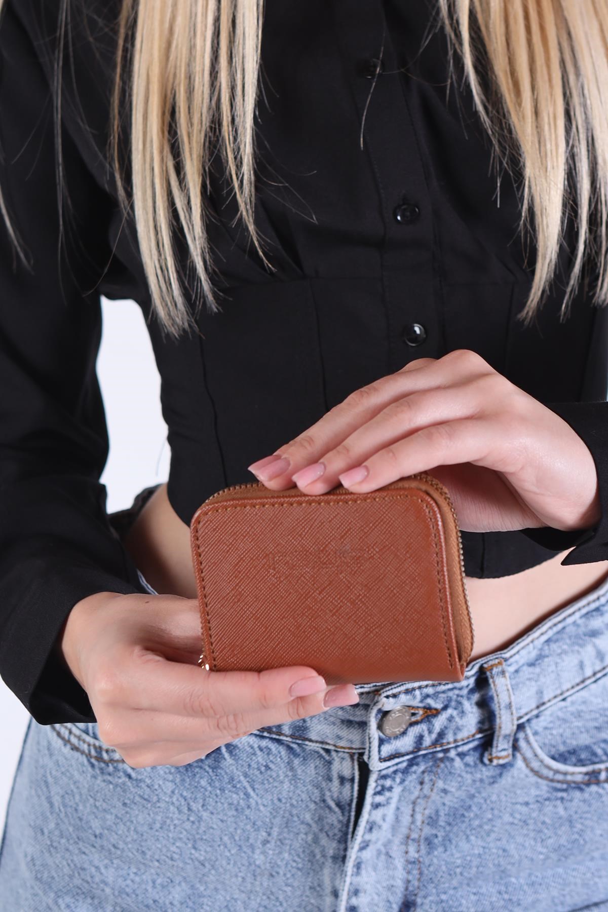 Fermuarlı Mini Cüzdan 024 Taba