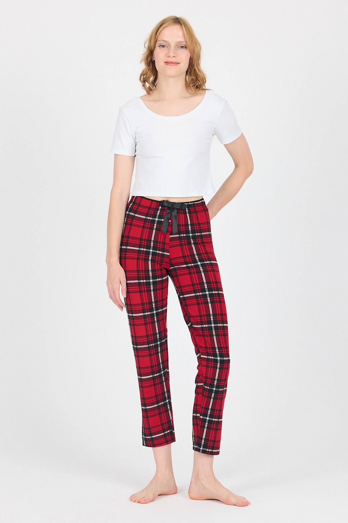Kırmızı Ekose Desen Pijama Altı 4517 2
