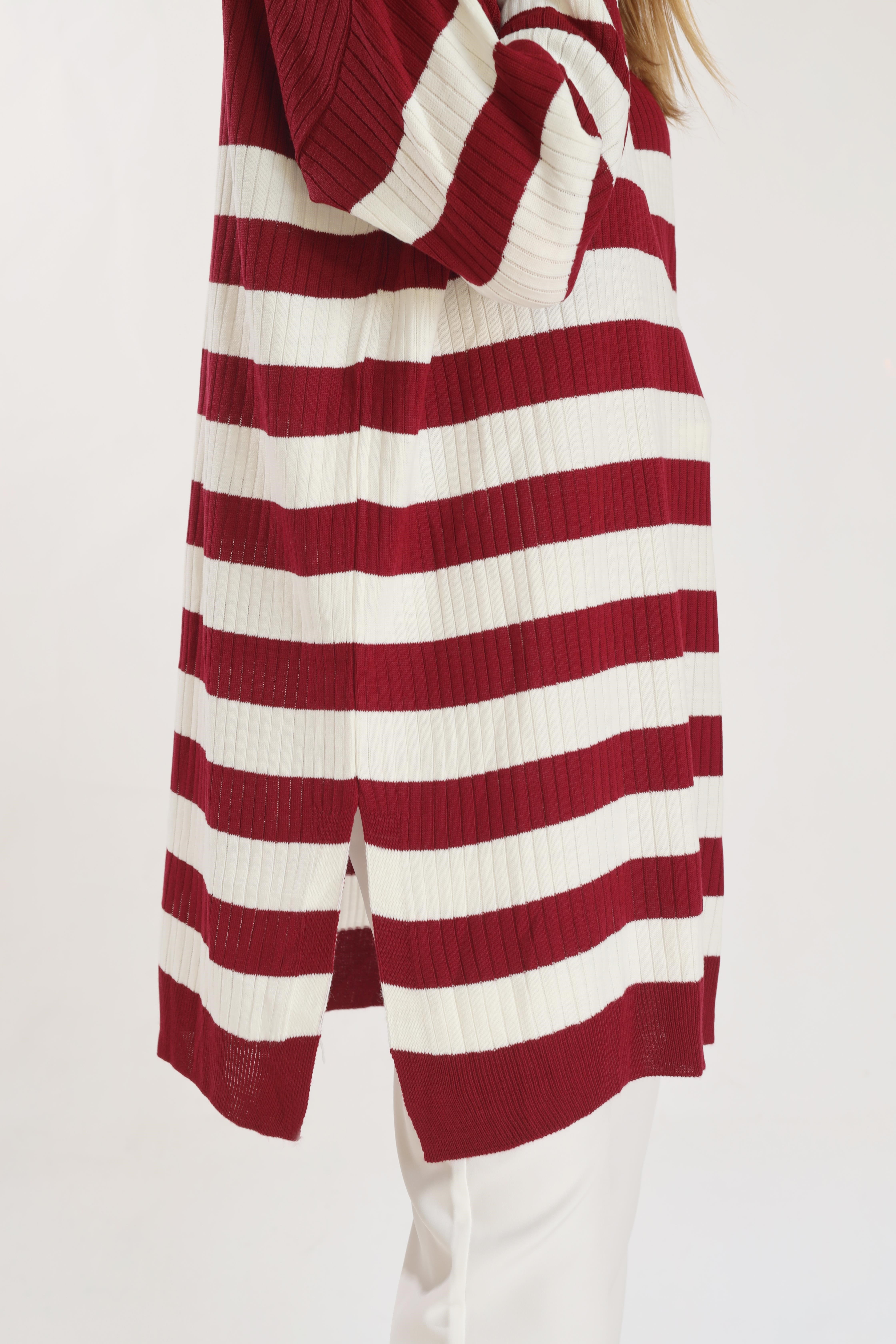 Çizgili Triko Tunik 5330 Bordo 7