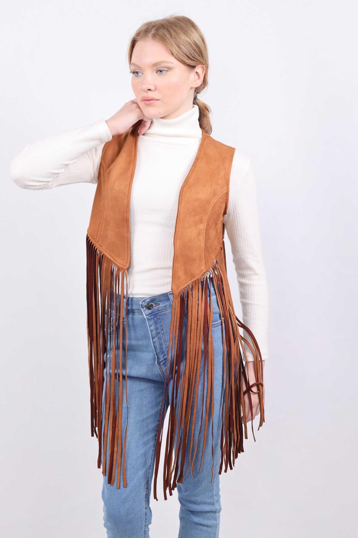 Püsküllü Yelek 5018 Taba 3