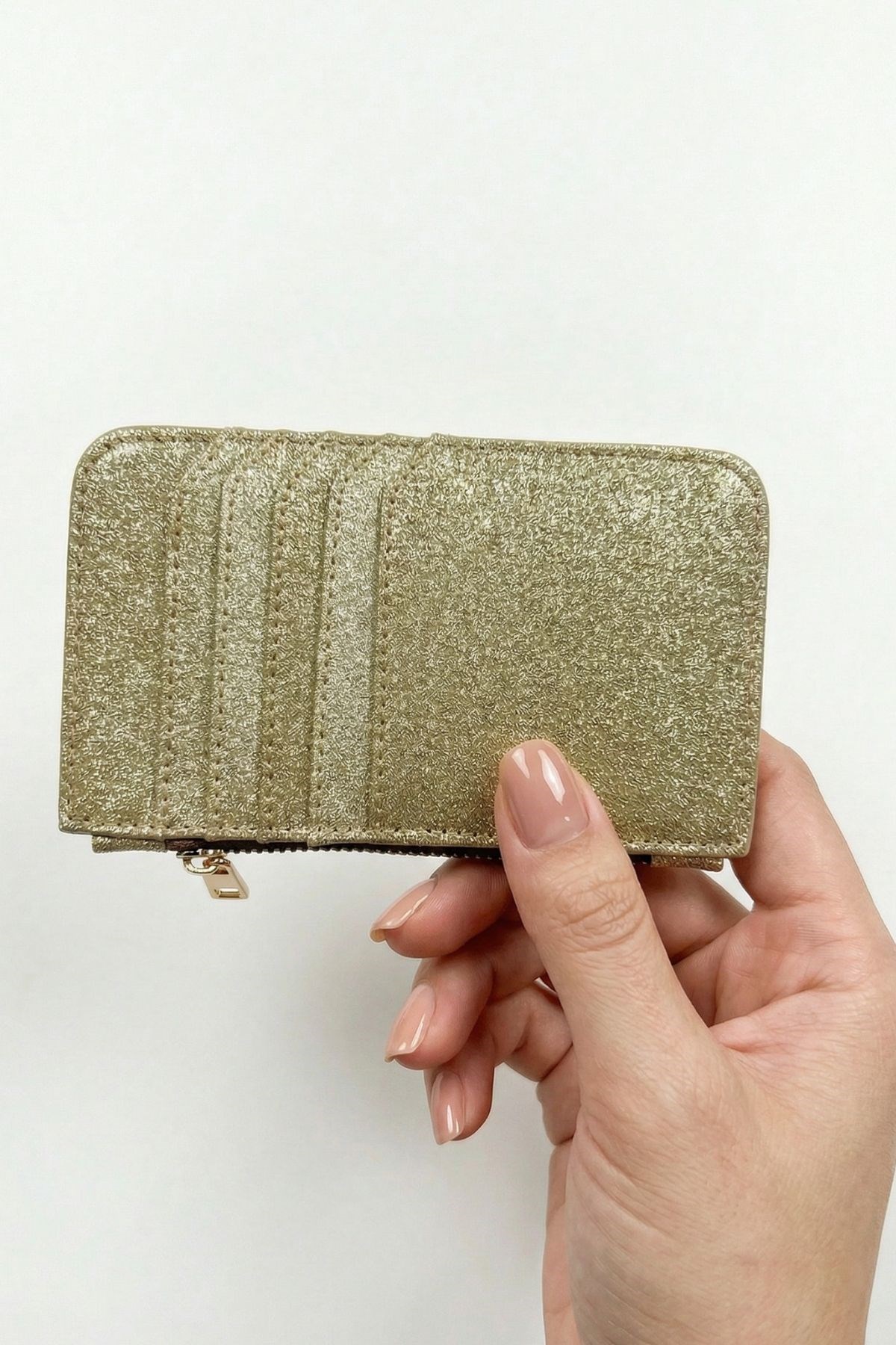 Simli Fermuar Detaylı Dikey Kartlık 234 Gold
