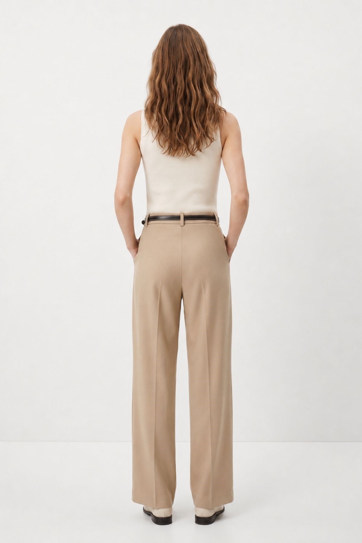 Ön Pileli Kemerli Pantolon 8399A Camel 3