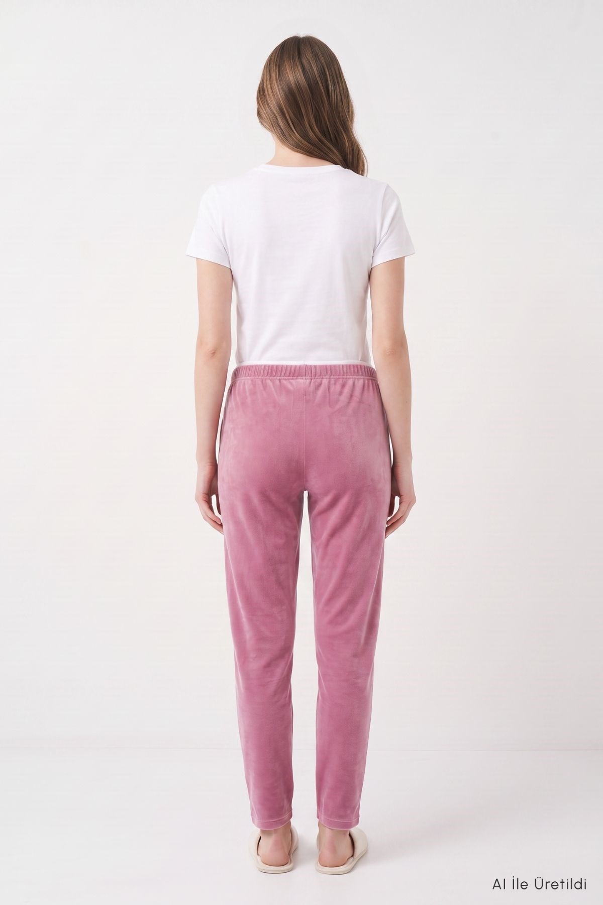 Bel Lastikli Kadife Pijama 0601 Gül 3